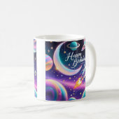 Mug Galaxy thème heureux croissant d'anniversaire lune (Devant droit)