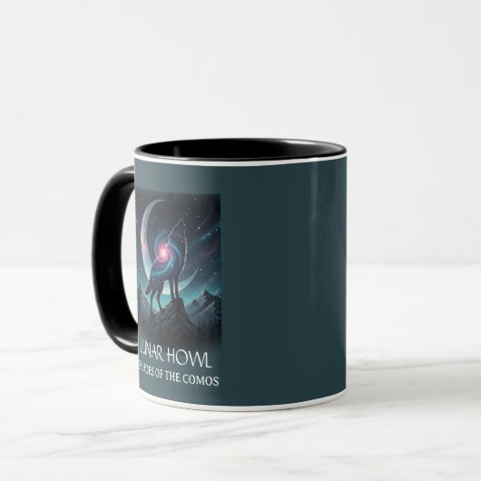 Mug Galaxy Wolf Silhouette with Mystical Nebula Moon (Devant gauche)