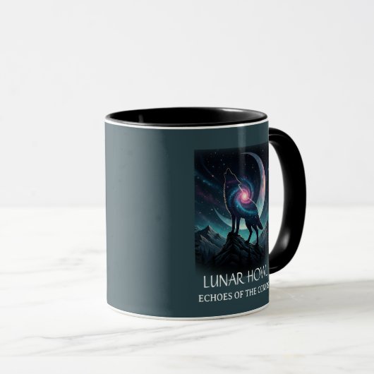 Mug Galaxy Wolf Silhouette with Mystical Nebula Moon (Devant droit)