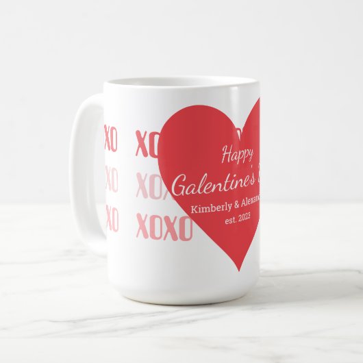 Mug Galentine's Day Personalized Pink and Red (Devant gauche)