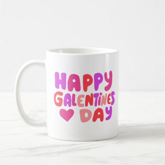 Mug Galentines Jour Bulles Lettres Super Curvy Retro (Gauche)