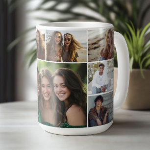 Mug Galerie de grille de collage de 9 photos -- Blanc