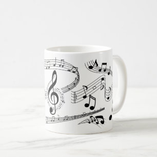 Mug Galerie de notes musicales en noir et blanc avec g