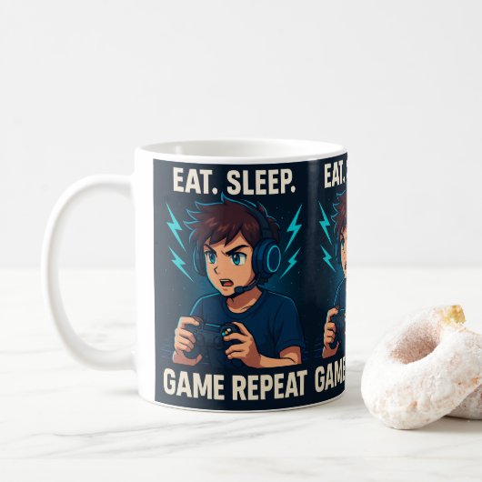 Mug Game On! – Anime Gamer Poster with Glowing Control (Avec donut)