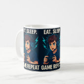Mug Game On! – Anime Gamer Poster with Glowing Control (Devant gauche)
