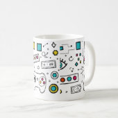 Mug Gamer Doodle Art Cool Tech  Gaming Pattern  (Devant droit)