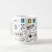 Mug Gamer Doodle Art Cool Tech  Gaming Pattern  (Devant gauche)