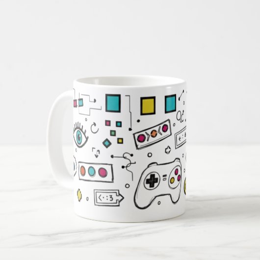 Mug Gamer Doodle Art Cool Tech  Gaming Pattern  (Devant gauche)