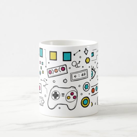 Mug Gamer Doodle Art Cool Tech  Gaming Pattern  (Centre)