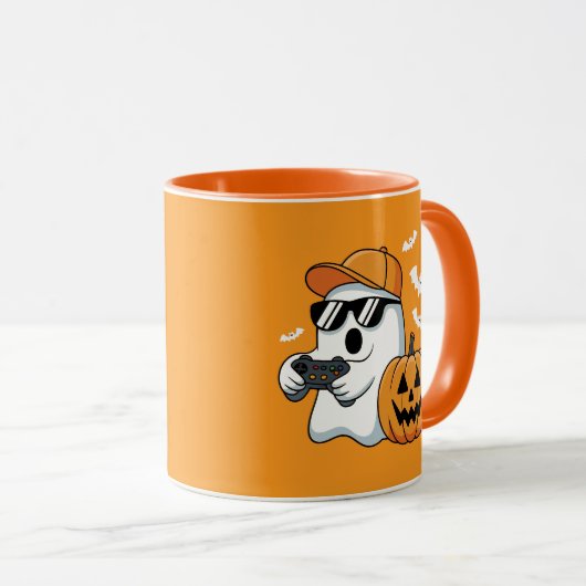 Mug Gamer Ghost Pumpkin Controller Halloween Cool (Devant droit)