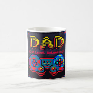 Mug Gamer Niveau Papa Déverrouillé Retro Pixel Art