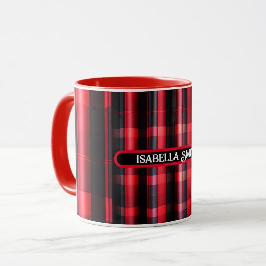 Mug Gamme Abstraite Red Black Plaid (Devant gauche)