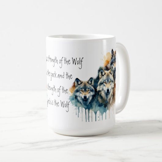 Mug Gamme Inspirational Wolf Citation Force Pack (Devant droit)
