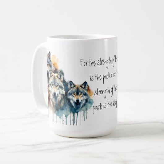 Mug Gamme Inspirational Wolf Citation Force Pack (Devant gauche)