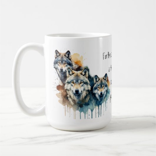 Mug Gamme Inspirational Wolf Citation Force Pack (Gauche)