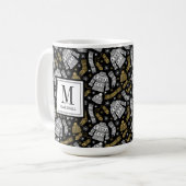 Mug Gants de pull de Noël Flocons de neige Monogramme (Devant gauche)