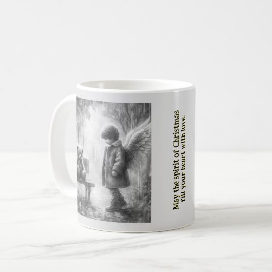 Mug Garçon angélique avec ours en peluche (Devant gauche)