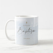 Mug Garçon baptême aquarelle bleue (Gauche)