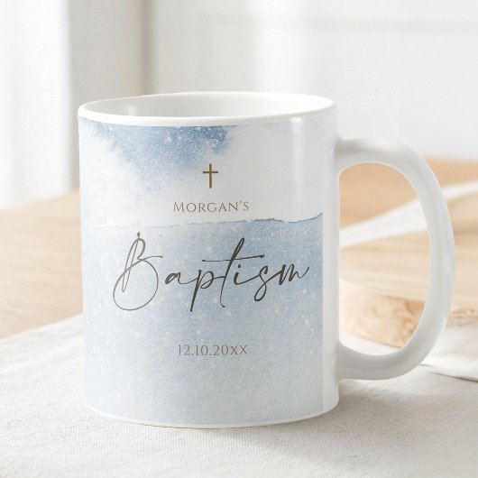 Mug Garçon baptême aquarelle bleue