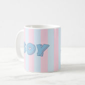 Mug Garçon bleu avec bandes roses (Devant gauche)