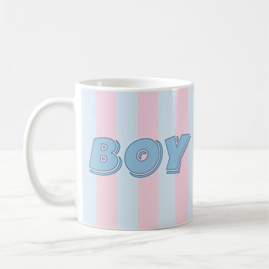 Mug Garçon bleu avec bandes roses (Gauche)