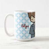 Mug Garçon brun de cheveux de première sainte (Gauche)