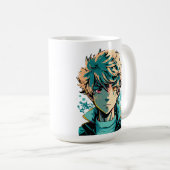 Mug Garçon d'anime : Cheveux dorés, Yeux roses et doré (Devant droit)