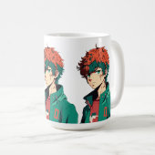 Mug Garçon d'anime : Cheveux orange et vert - Délice d (Devant droit)