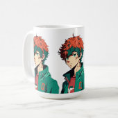 Mug Garçon d'anime : Cheveux orange et vert - Délice d (Devant gauche)