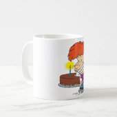 Mug Garçon de dessin animé drôle avec gâteau d'anniver (Devant gauche)