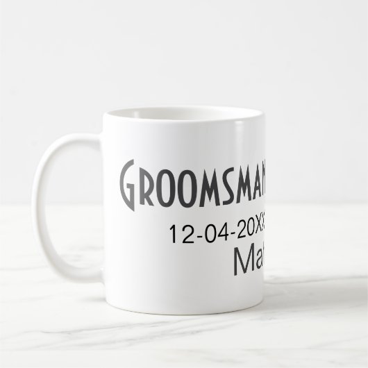 Mug Garçon d'honneur ajouter nom date année gris col n (Gauche)