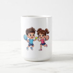Mug Garçon et fille de dessin animé mignons jouant au