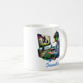 Mug Garçon jouant à des jeux vidéo avec des écouteurs (Devant droit)
