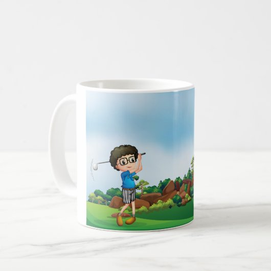 Mug Garçon jouant au golf (Devant gauche)