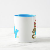 Mug Garçon M de monogramme de singe de chaussette (Centre)