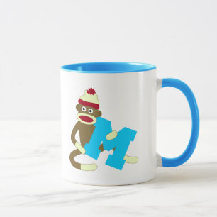 Mug Garçon M de monogramme de singe de chaussette