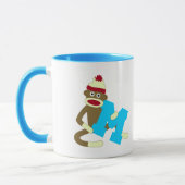 Mug Garçon M de monogramme de singe de chaussette (Gauche)