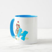 Mug Garçon M de monogramme de singe de chaussette (Devant gauche)