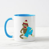 Mug Garçon P de monogramme de singe de chaussette (Gauche)