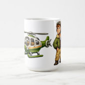 Mug Garçon Pilote d'Hélicoptère Rétro avec Chopper Vin (Centre)