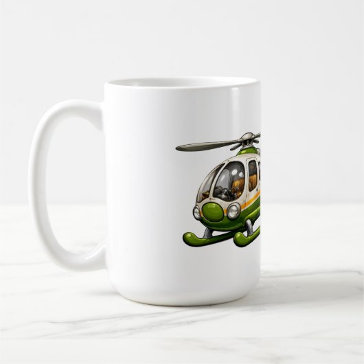 Mug Garçon Pilote d'Hélicoptère Rétro avec Chopper Vin (Gauche)