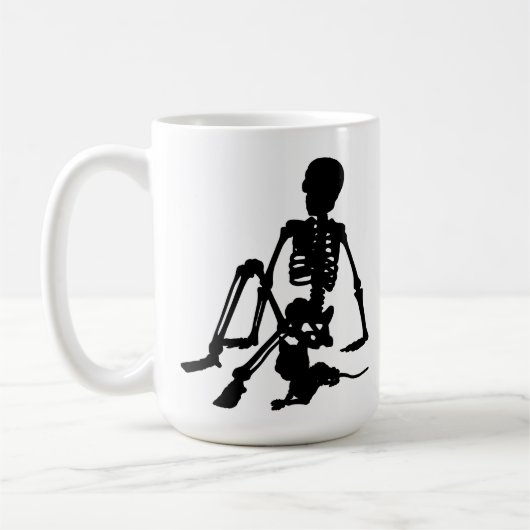 Mug garçon squelette et silhouette de son chat art (Gauche)
