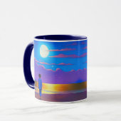 Mug Garçon sur la plage, regardant la lune (Devant gauche)