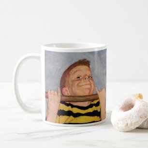 Mug Garçon vintage faisant des tractions, forme physiq