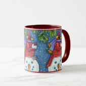MUG GARDE CARDINAL SNOWMAN, CUTE NOËL REDBIRD (Devant droit)