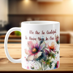 Mug Garde 'Nous sommes si reconnaissants' Fleurs Perso