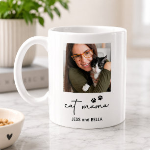 Mug Garde-personnalisé Photo de Chat Maman & Nom de l'