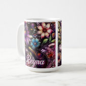 Mug Garden Kitty Cat Floral Abstract Personalized (Devant gauche)