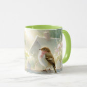 Mug Garden Rose Bird Watercolor Scene (Devant droit)