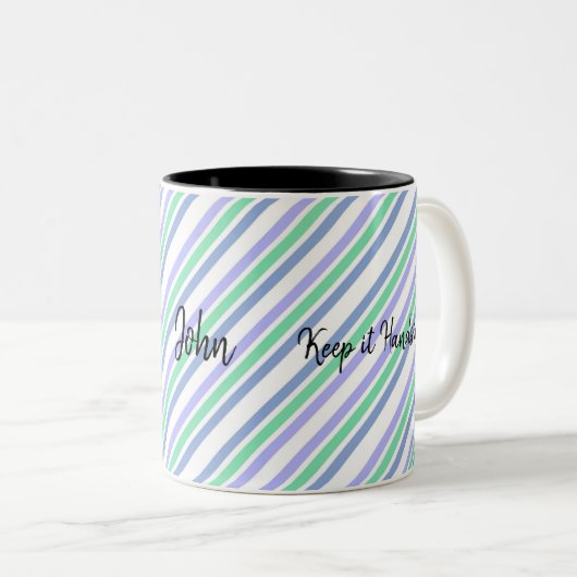 Mug Gardez-le beau vert pourpre bande (Devant droit)